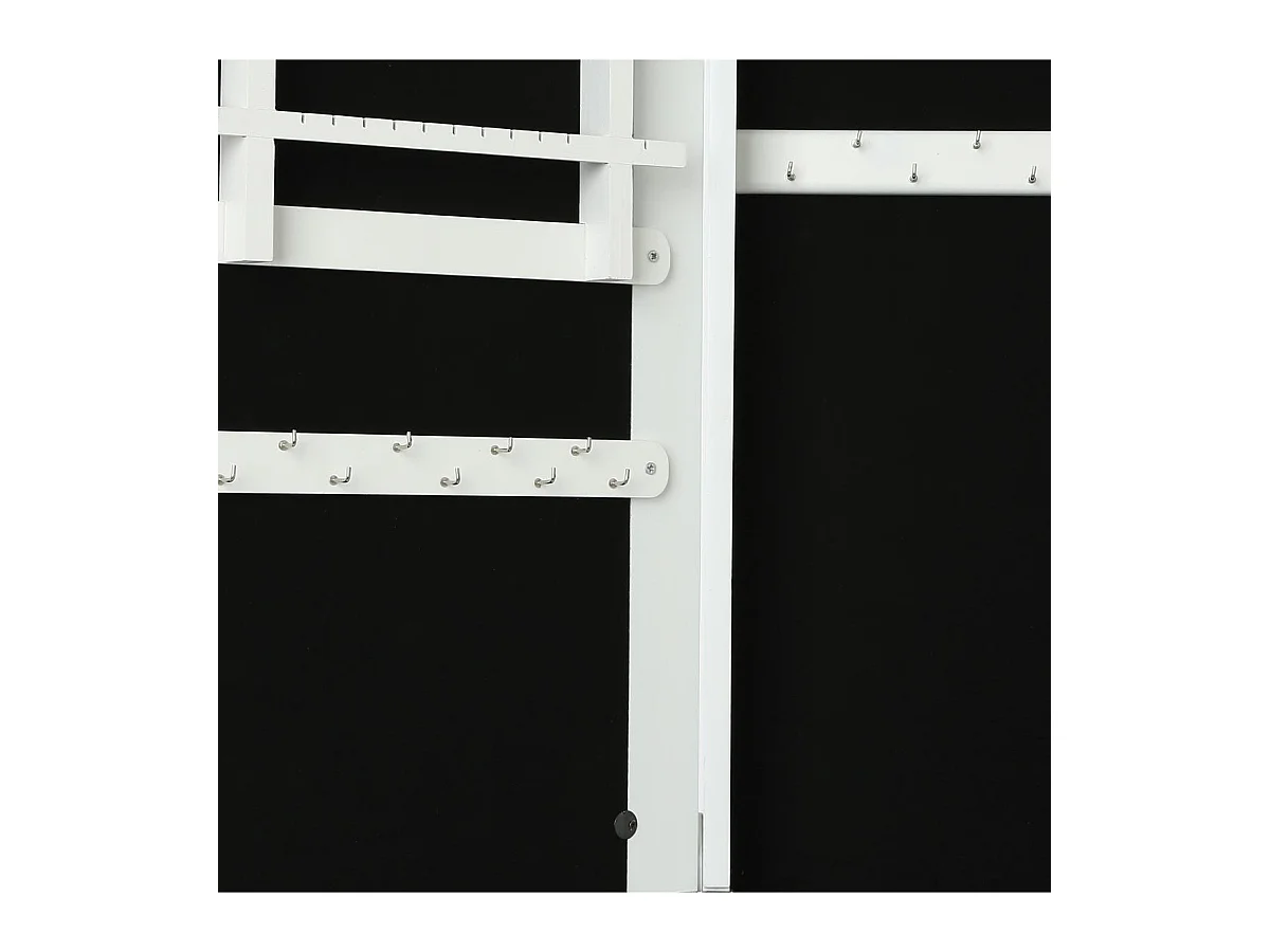 Armoire à Bijoux en Bois Blanc et Miroir en Verre Hauteur 145 cm