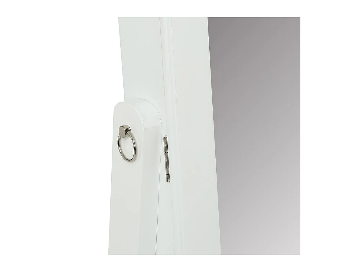 Armoire à Bijoux en Bois Blanc et Miroir en Verre Hauteur 145 cm