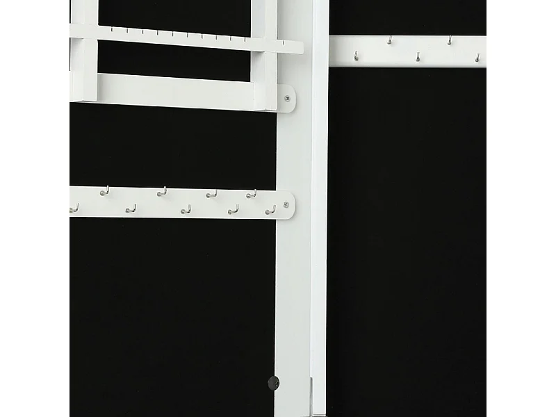 Armoire à Bijoux en Bois Blanc et Miroir en Verre Hauteur 145 cm