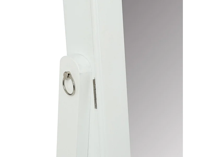 Armoire à Bijoux en Bois Blanc et Miroir en Verre Hauteur 145 cm