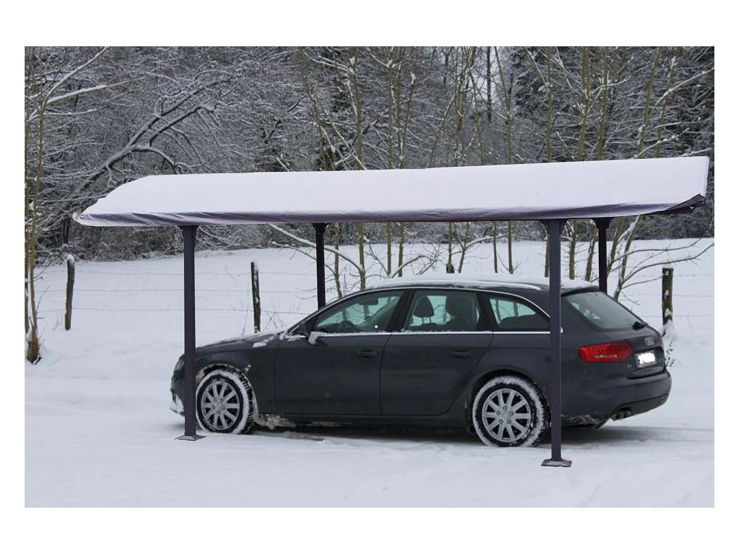 CARB3048-Bâche pour Carport ALUMINIUM toit 1/2  rond coloris gris anthracite