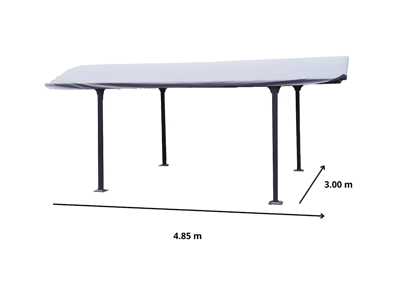 CARB3048-Bâche pour Carport ALUMINIUM toit 1/2  rond coloris gris anthracite