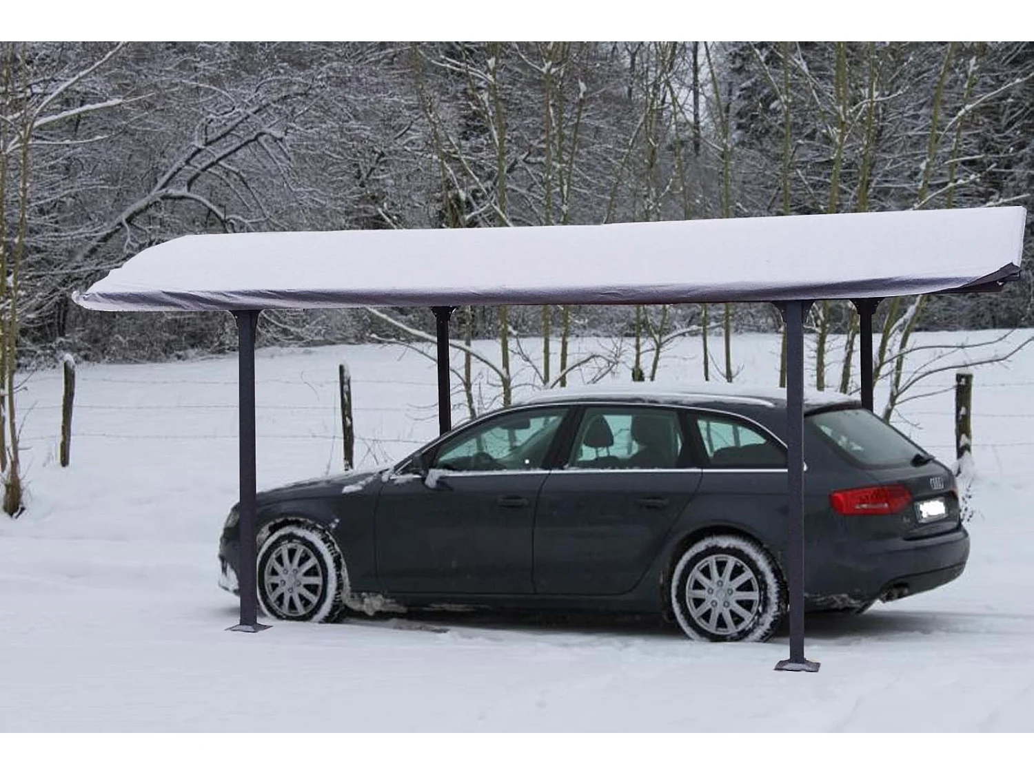 CARB3048-Bâche pour Carport ALUMINIUM toit 1/2  rond coloris gris anthracite