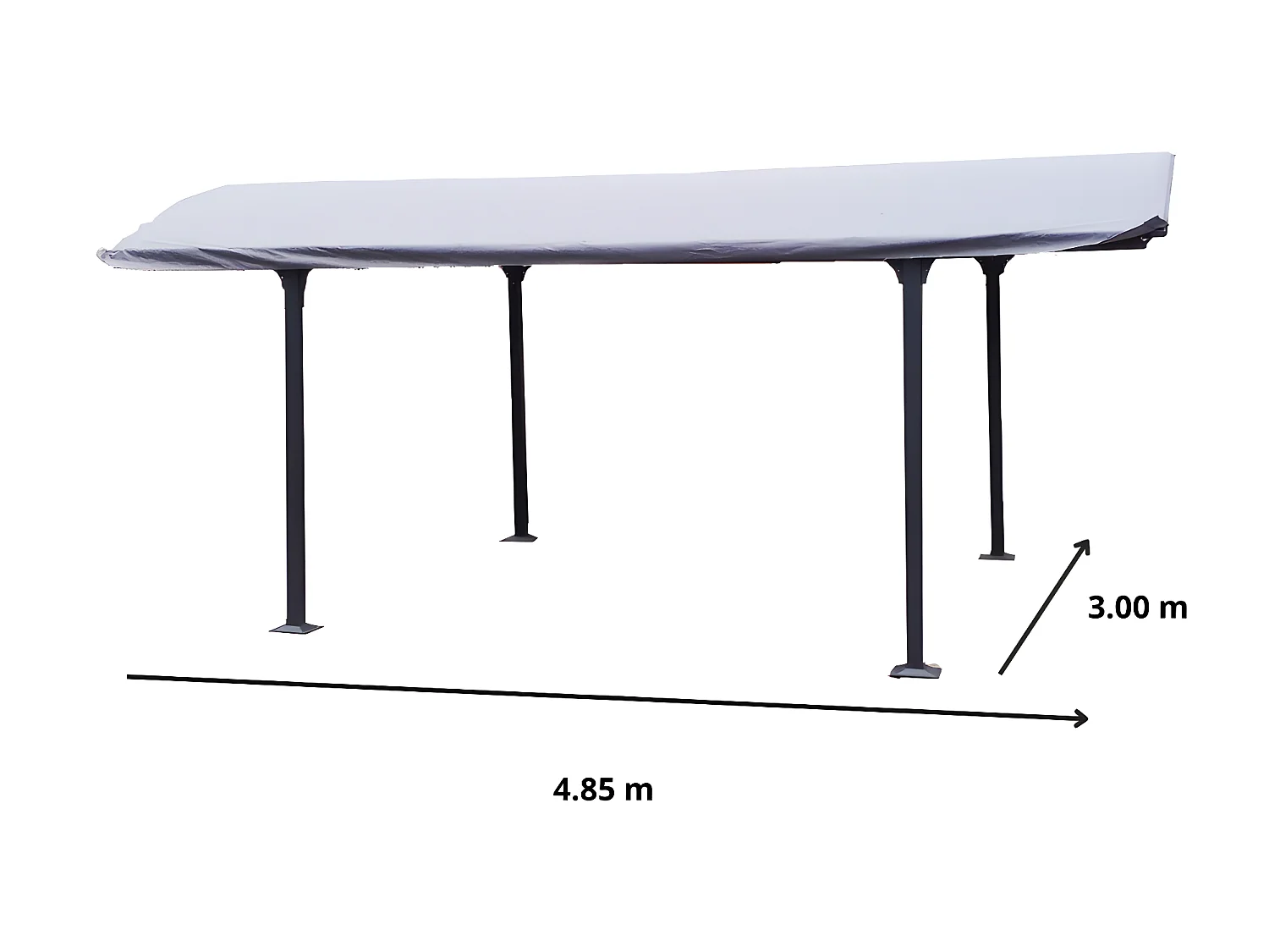 CARB3048-Bâche pour Carport ALUMINIUM toit 1/2  rond coloris gris anthracite