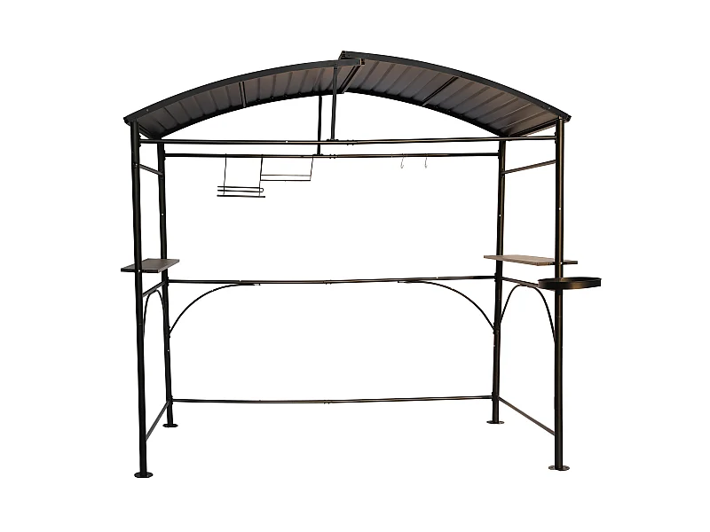 CAR2415AC- Carport barbecue autoportant a double toit finition epoxy  gris anthracite / toit realise en acier galvanise