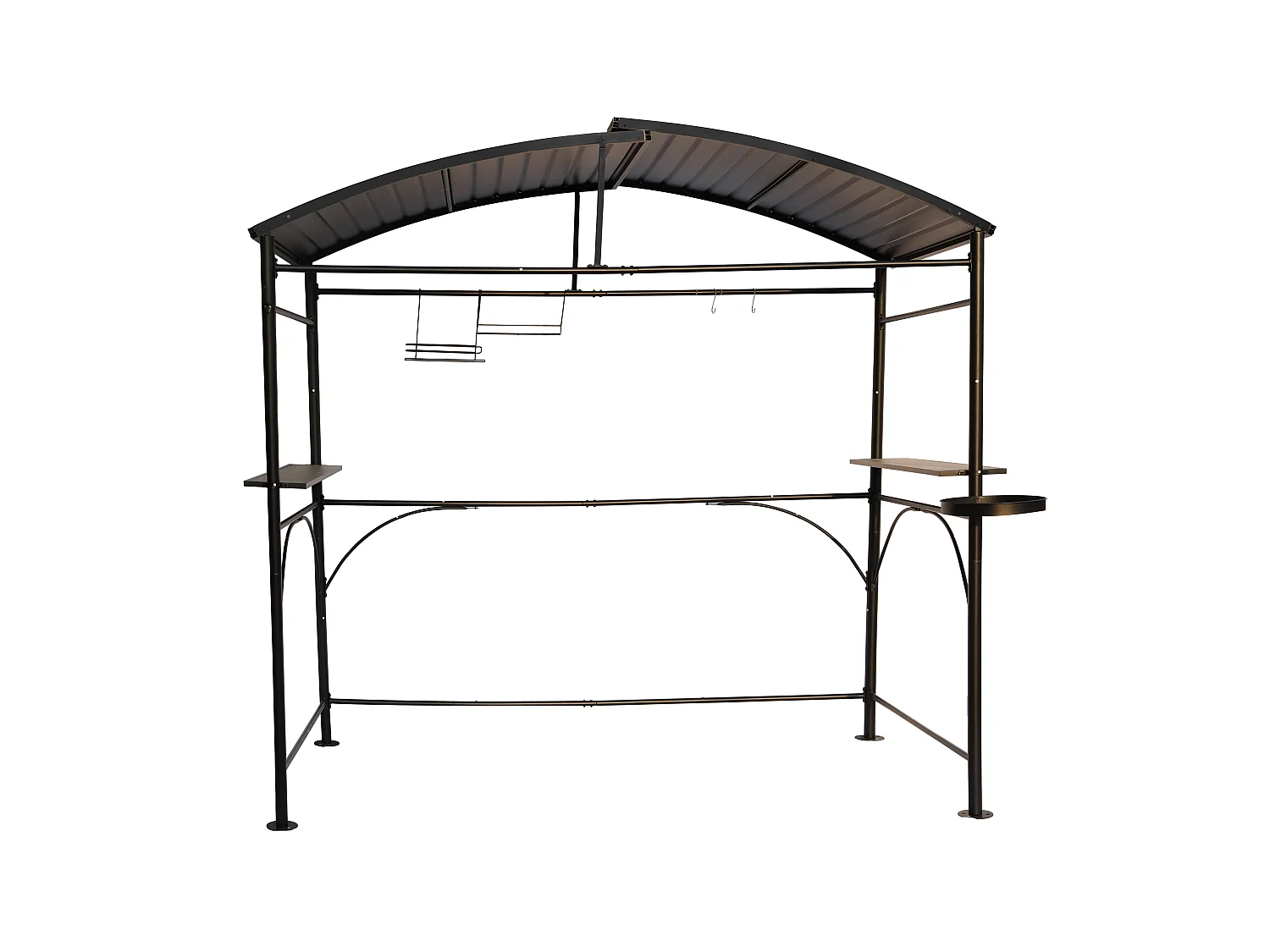CAR2415AC- Carport barbecue autoportant a double toit finition epoxy  gris anthracite / toit realise en acier galvanise
