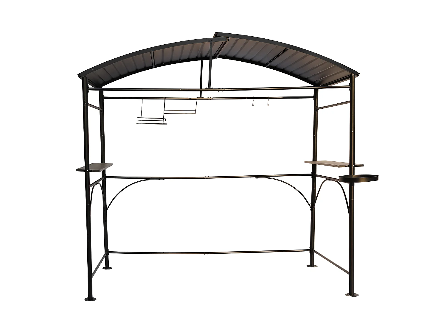 CAR2415AC- Carport barbecue autoportant a double toit finition epoxy  gris anthracite / toit realise en acier galvanise