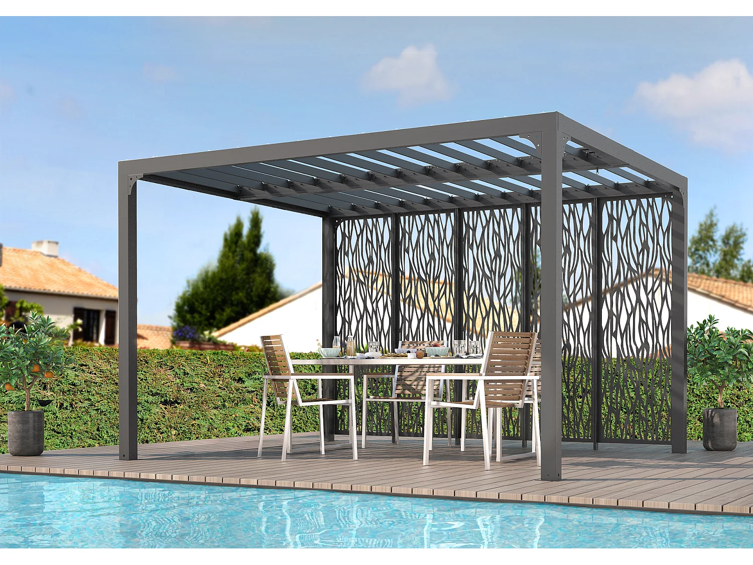 PERBIM.36-5 panneaux moucharabieh en acier haute performance finition epoxy gris anthracite pour côte 3,60 m