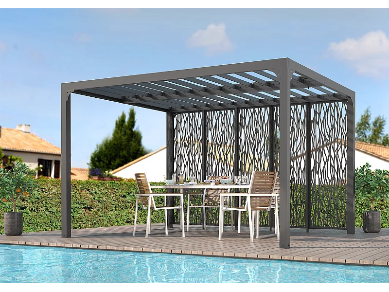 PERBIM.36-5 panneaux moucharabieh en acier haute performance finition epoxy gris anthracite pour côte 3,60 m