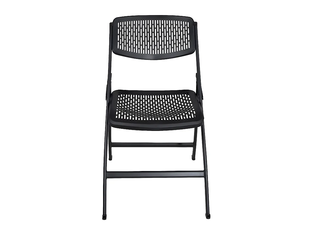 Juego de 4 sillas plegables de metal y plástico calado SABA (negro)