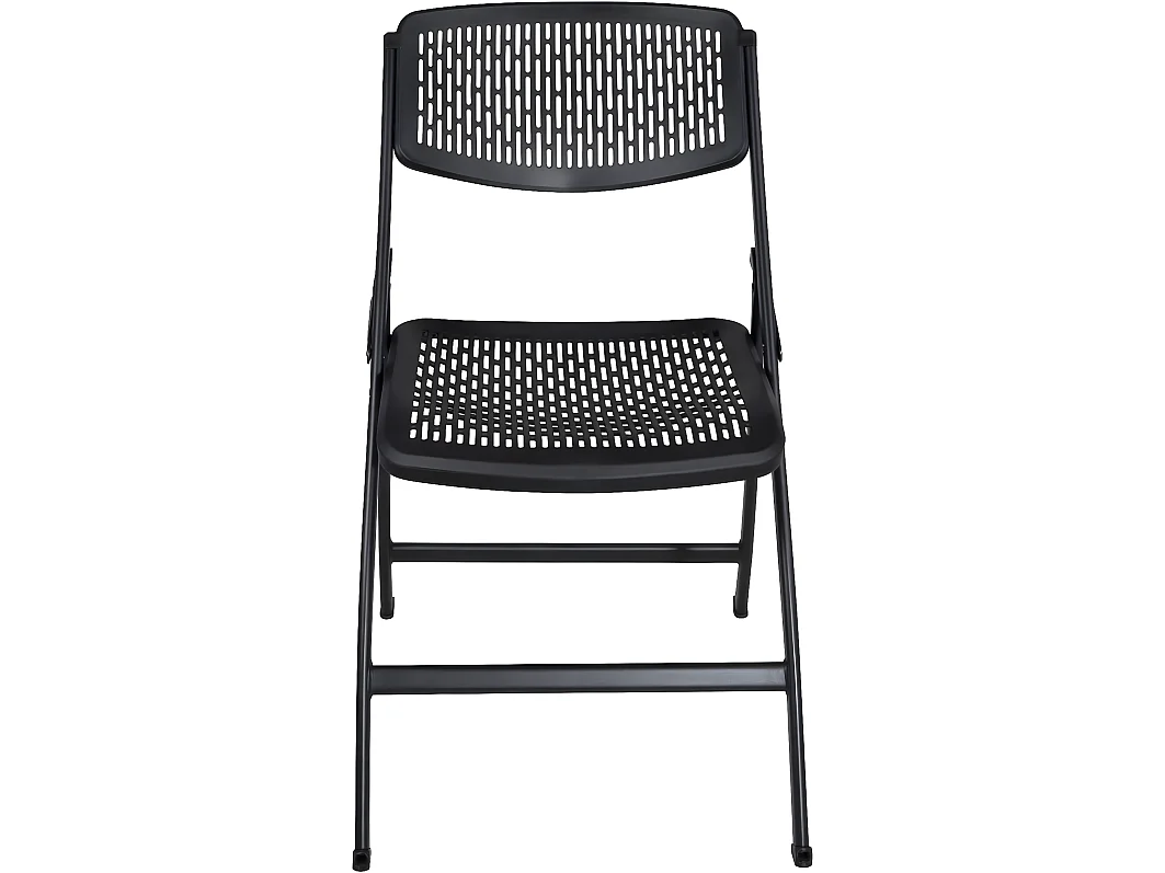 Lot 4 chaises pliantes - pliables métal et plastique souple ajouré SABA (Noir)