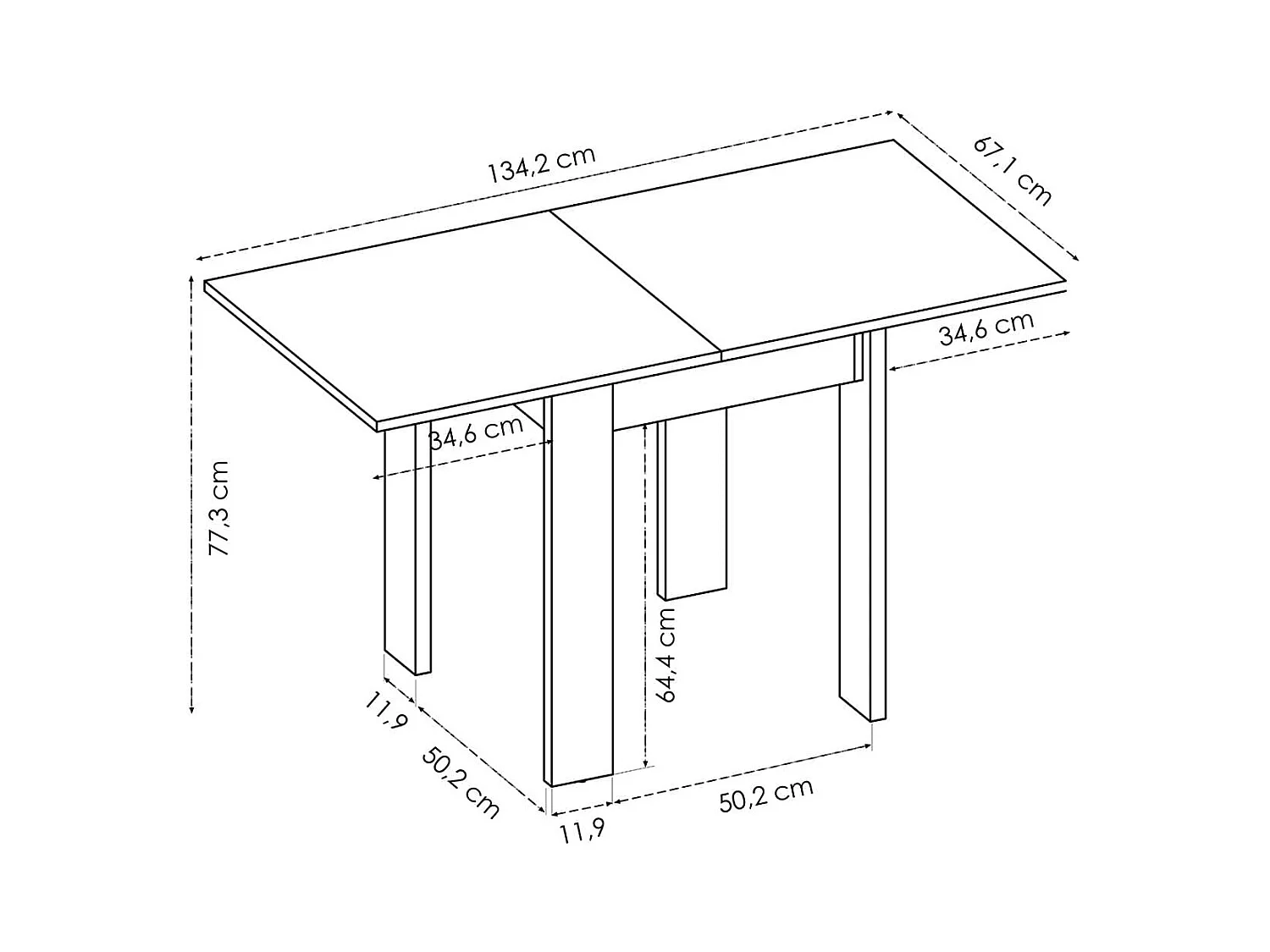 Mesa auxiliar extensible Bok natural 79,2x67,1-134x67,1 cm