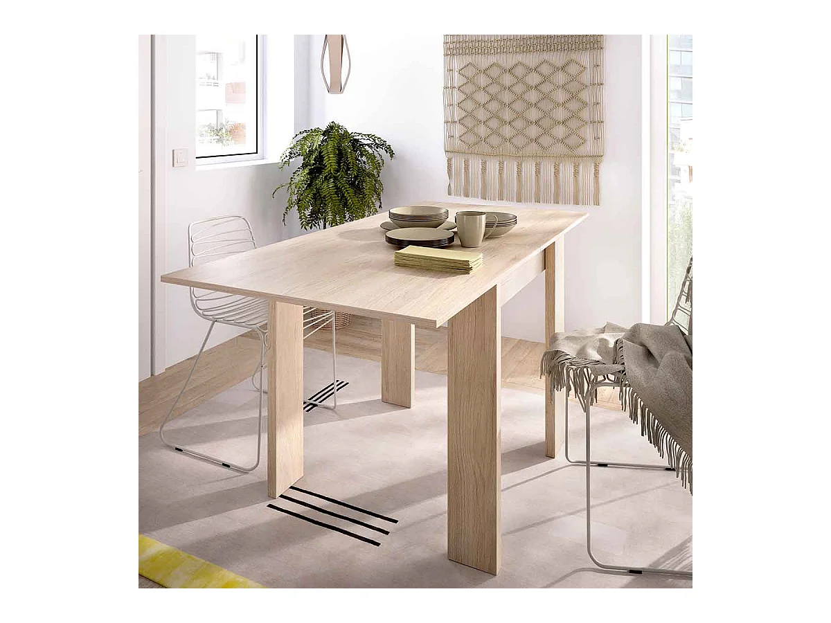 Mesa auxiliar extensible Bok natural 79,2x67,1-134x67,1 cm