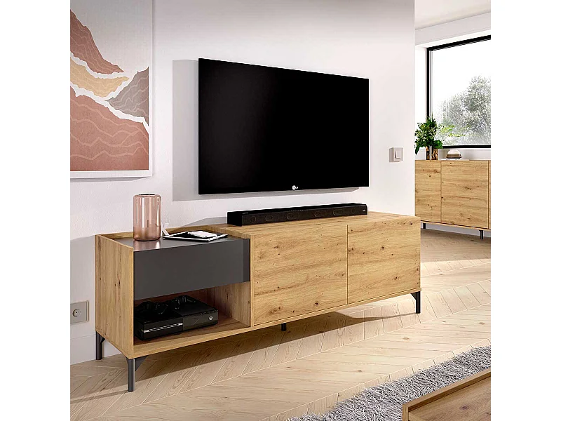 Mueble bajo de TV Lund Nordic/grafito 48,6x164x39,8 cm