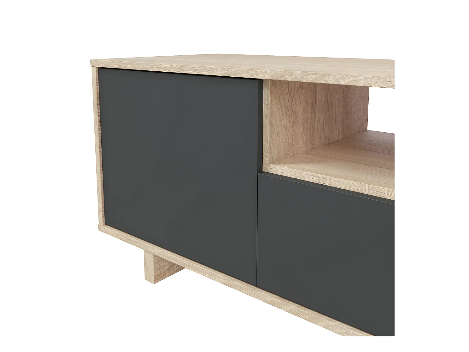 Meuble TV 3 portes + 1 niche de rangement Zaira - L150 cm