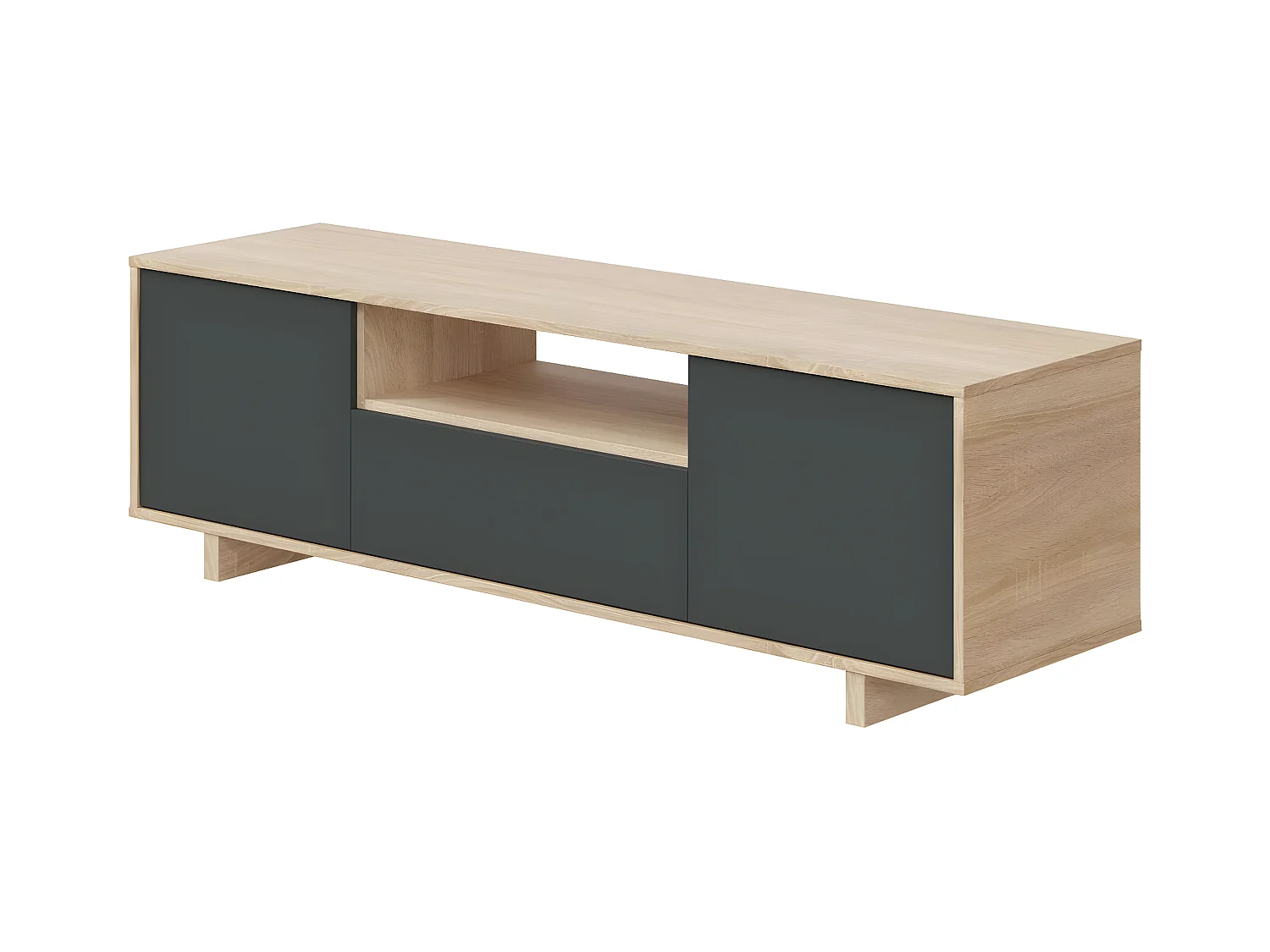 Meuble TV 3 portes + 1 niche de rangement Zaira - L150 cm