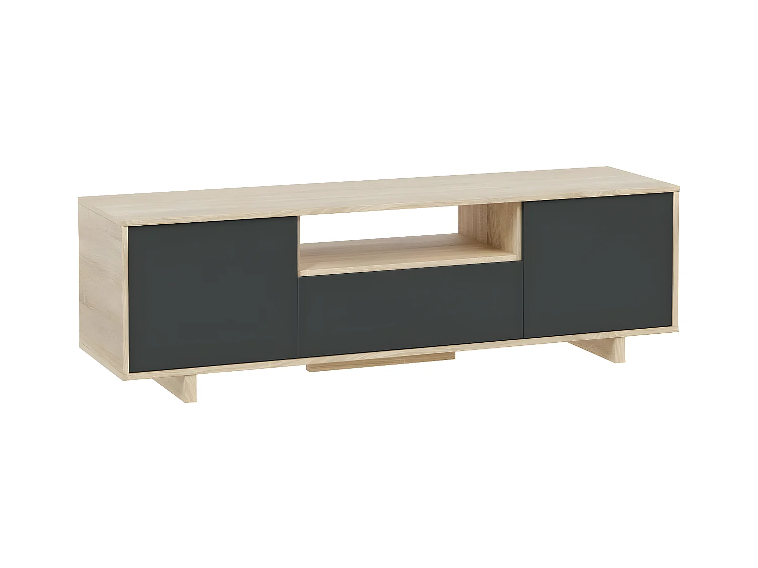 Meuble TV 3 portes + 1 niche de rangement Zaira - L150 cm