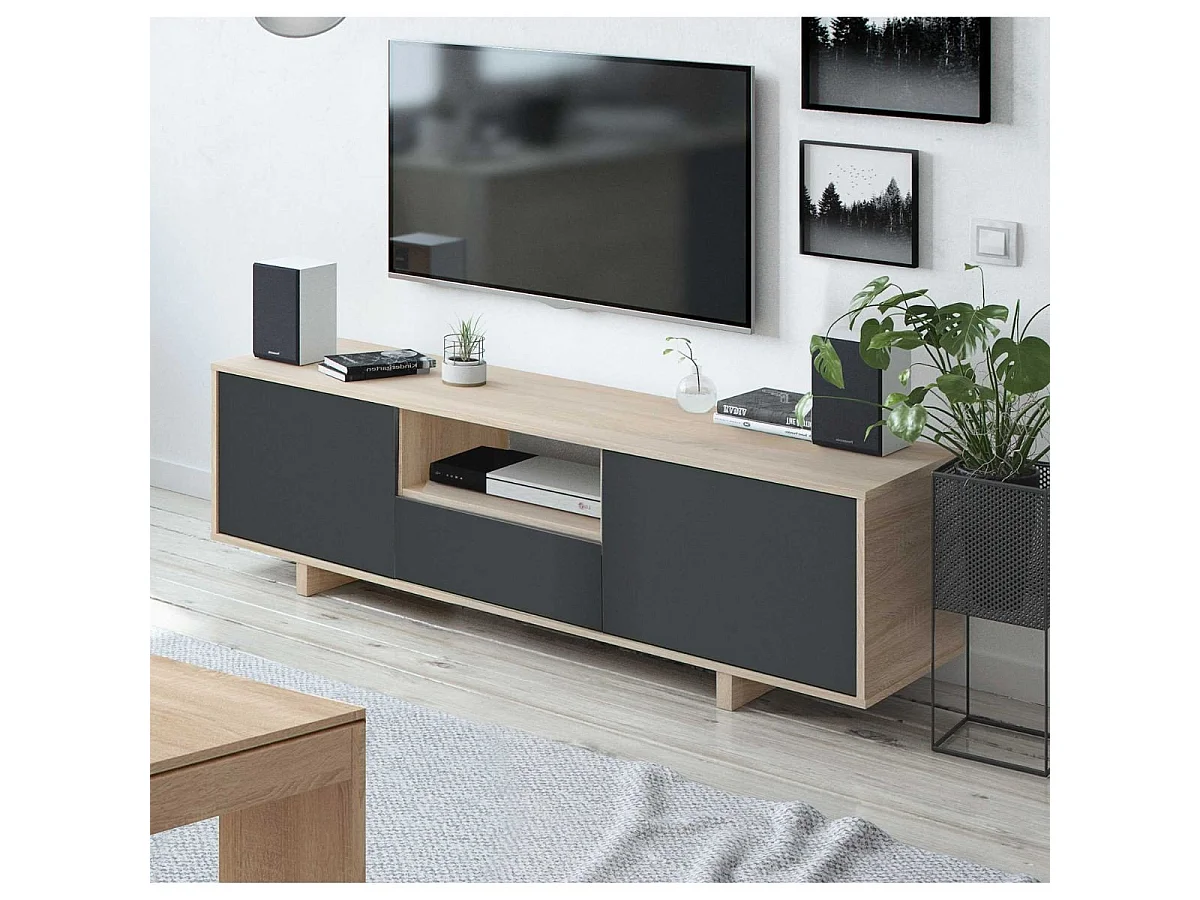 TV-Möbel 3 Türen + 1 Aufbewahrungsnische Zaira - L150 cm