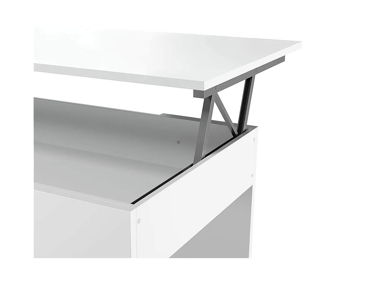 Table basse GOTHAM avec plateau relevable et rangement - Blanc