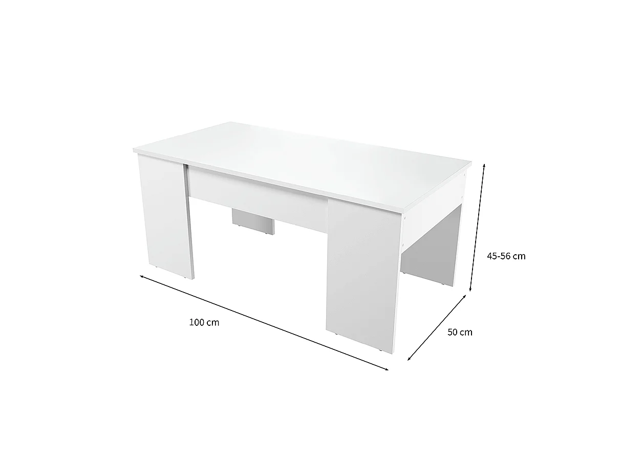 Table basse GOTHAM avec plateau relevable et rangement - Blanc