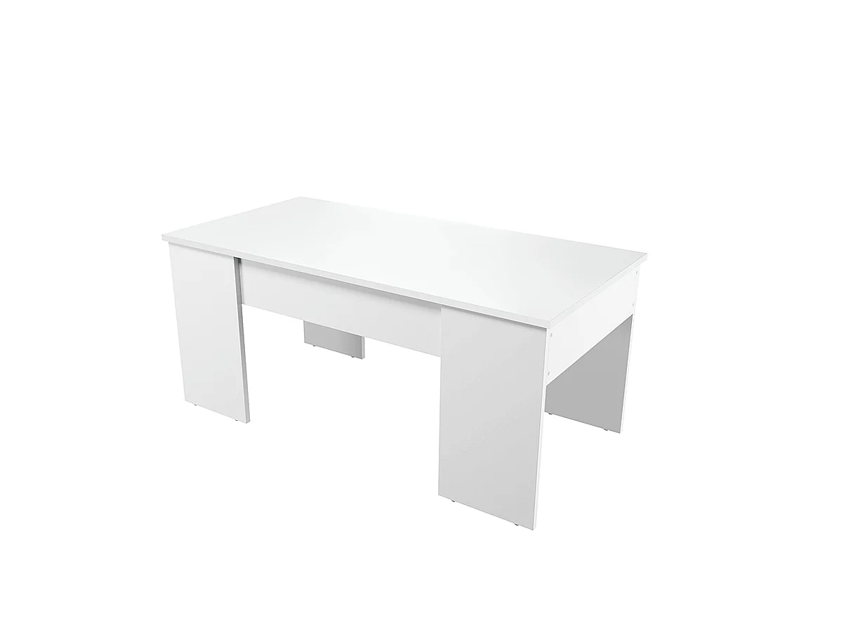 Table basse GOTHAM avec plateau relevable et rangement - Blanc
