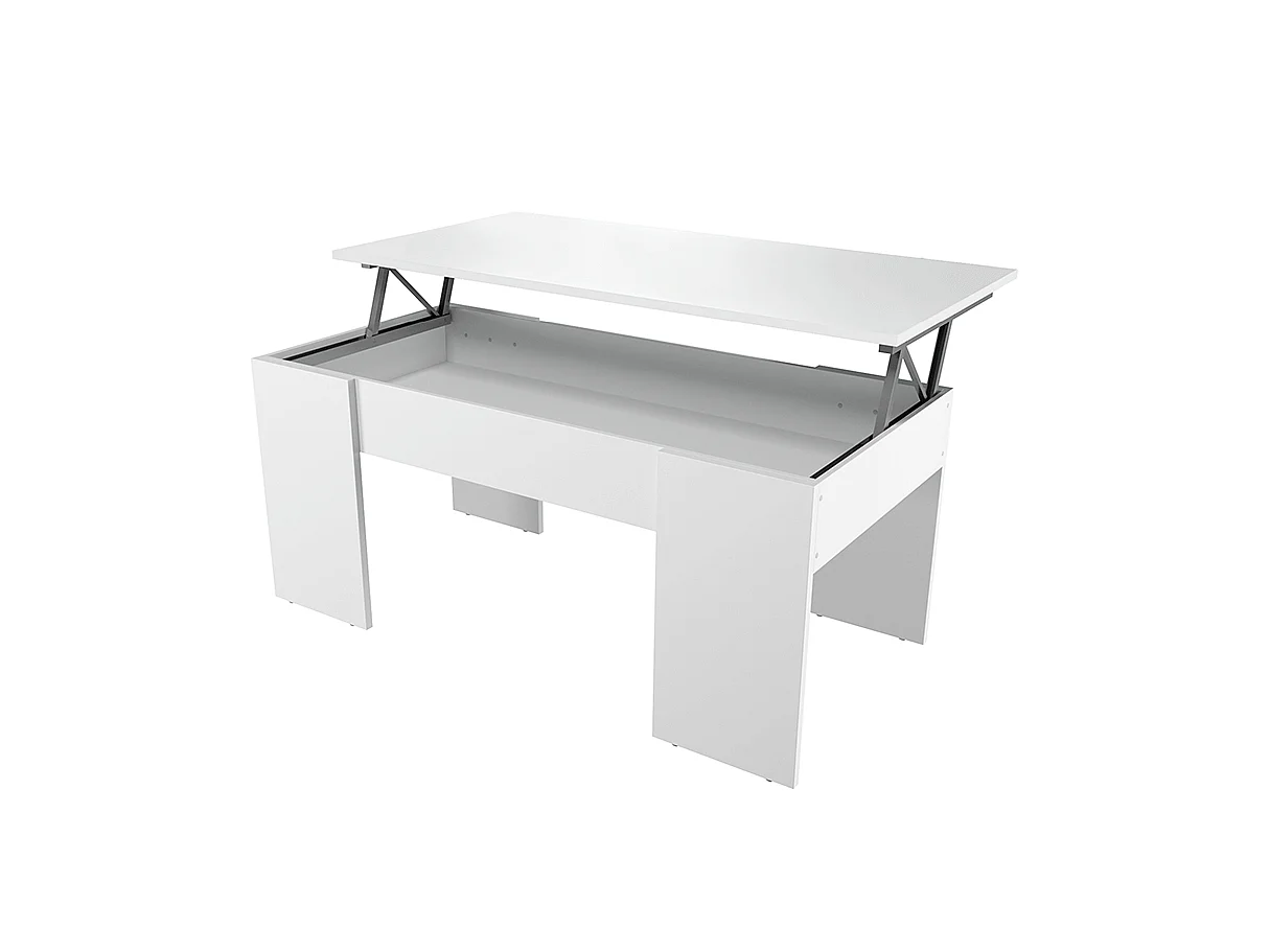 Table basse GOTHAM avec plateau relevable et rangement - Blanc