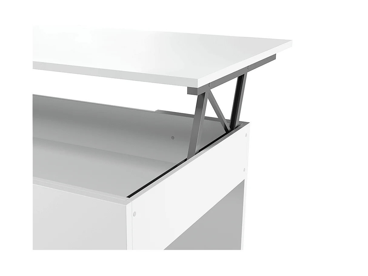 Table basse GOTHAM avec plateau relevable et rangement - Blanc
