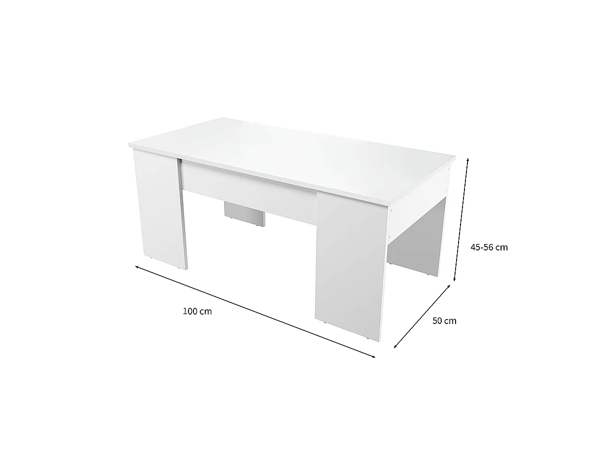 Table basse GOTHAM avec plateau relevable et rangement - Blanc