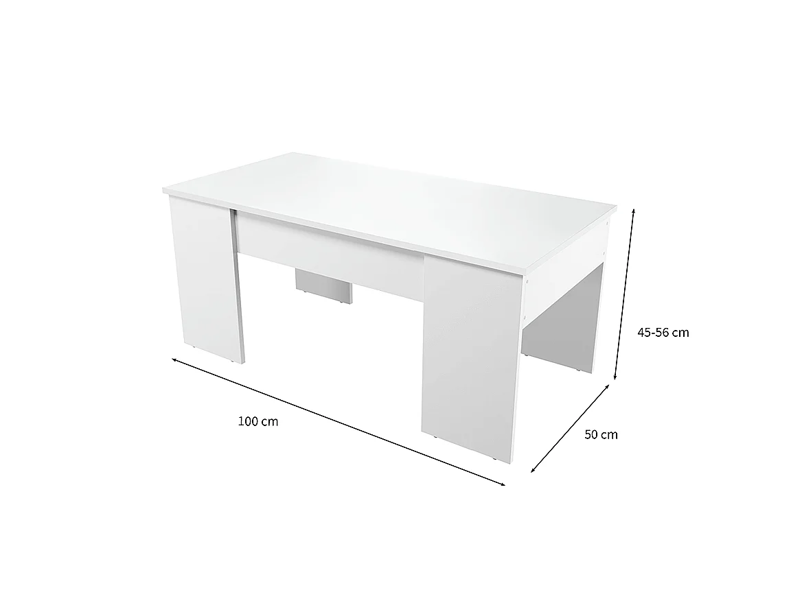 Mesa de centro elevável Artik branca (mate) 45-56x100x50 cm