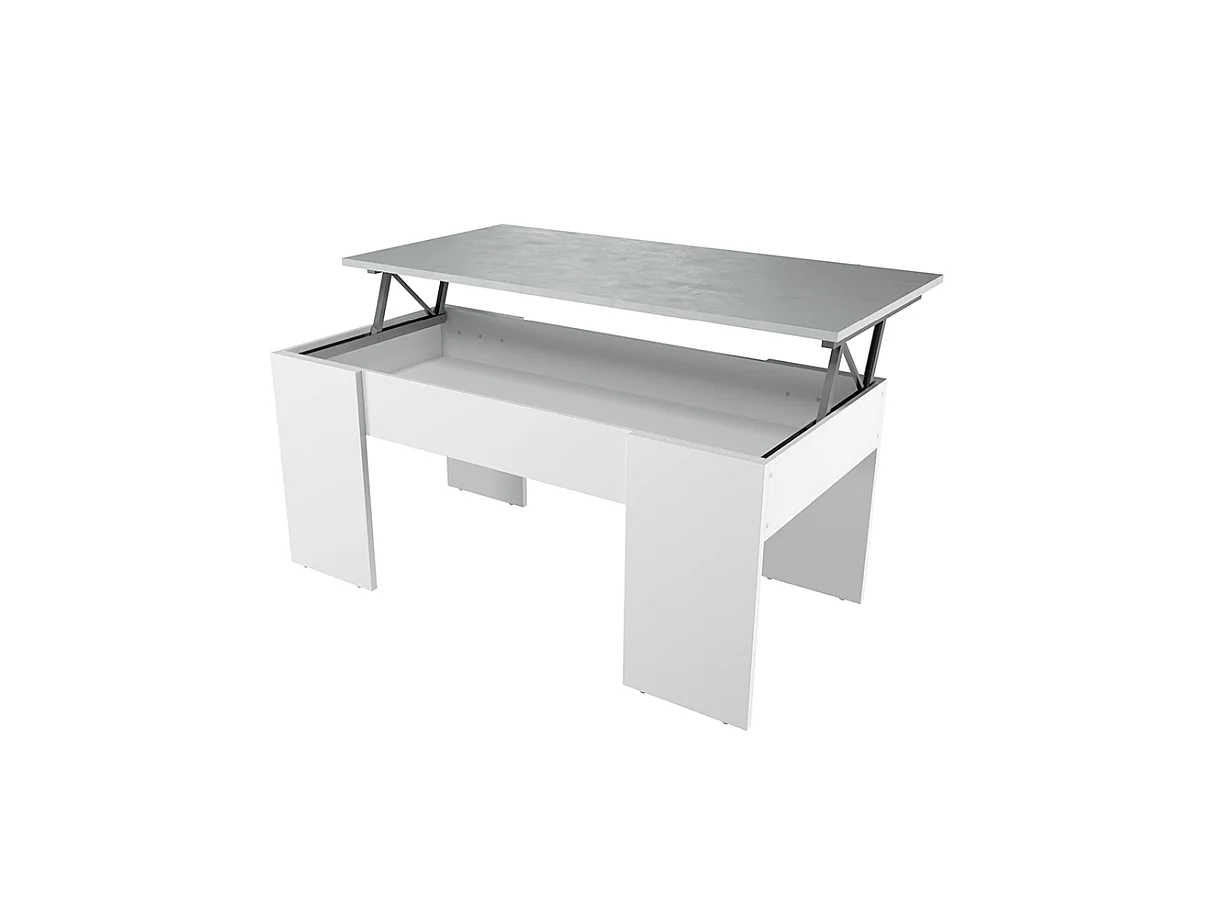 MESA CENTRO ELEVABLE 45X100X50CM CEMENTO/ BLANCO ARTIK