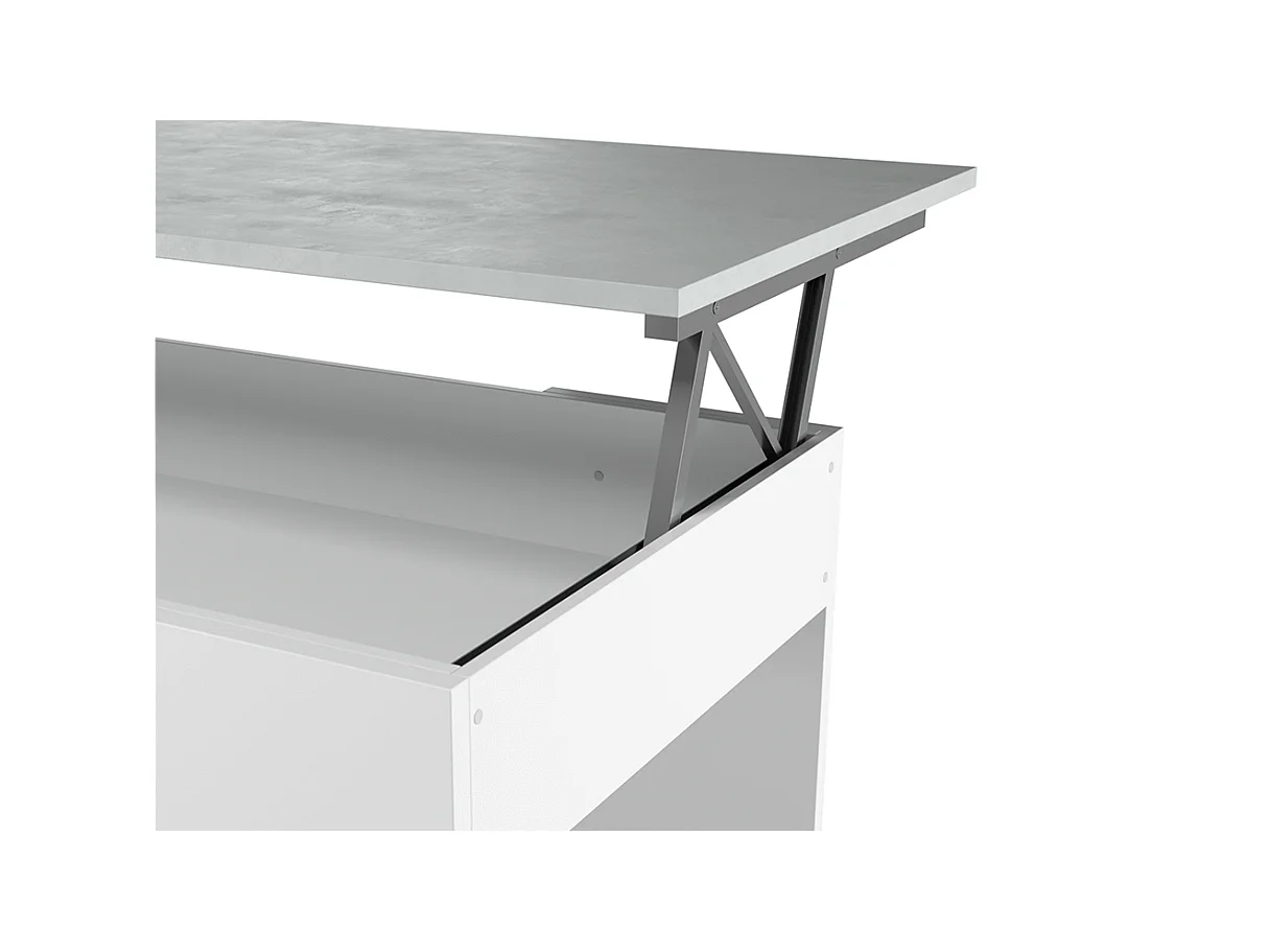 MESA CENTRO ELEVABLE 45X100X50CM CEMENTO/ BLANCO ARTIK