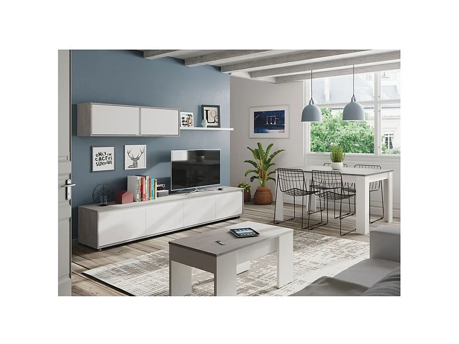 MESA CENTRO ELEVABLE 45X100X50CM CEMENTO/ BLANCO ARTIK