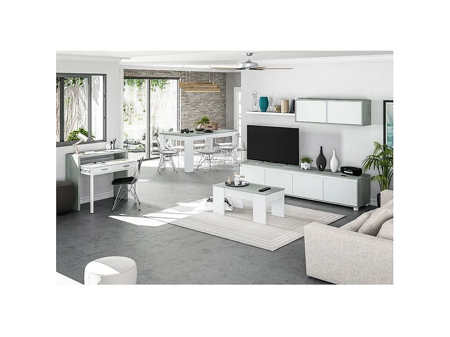 MESA CENTRO ELEVABLE 45X100X50CM CEMENTO/ BLANCO ARTIK