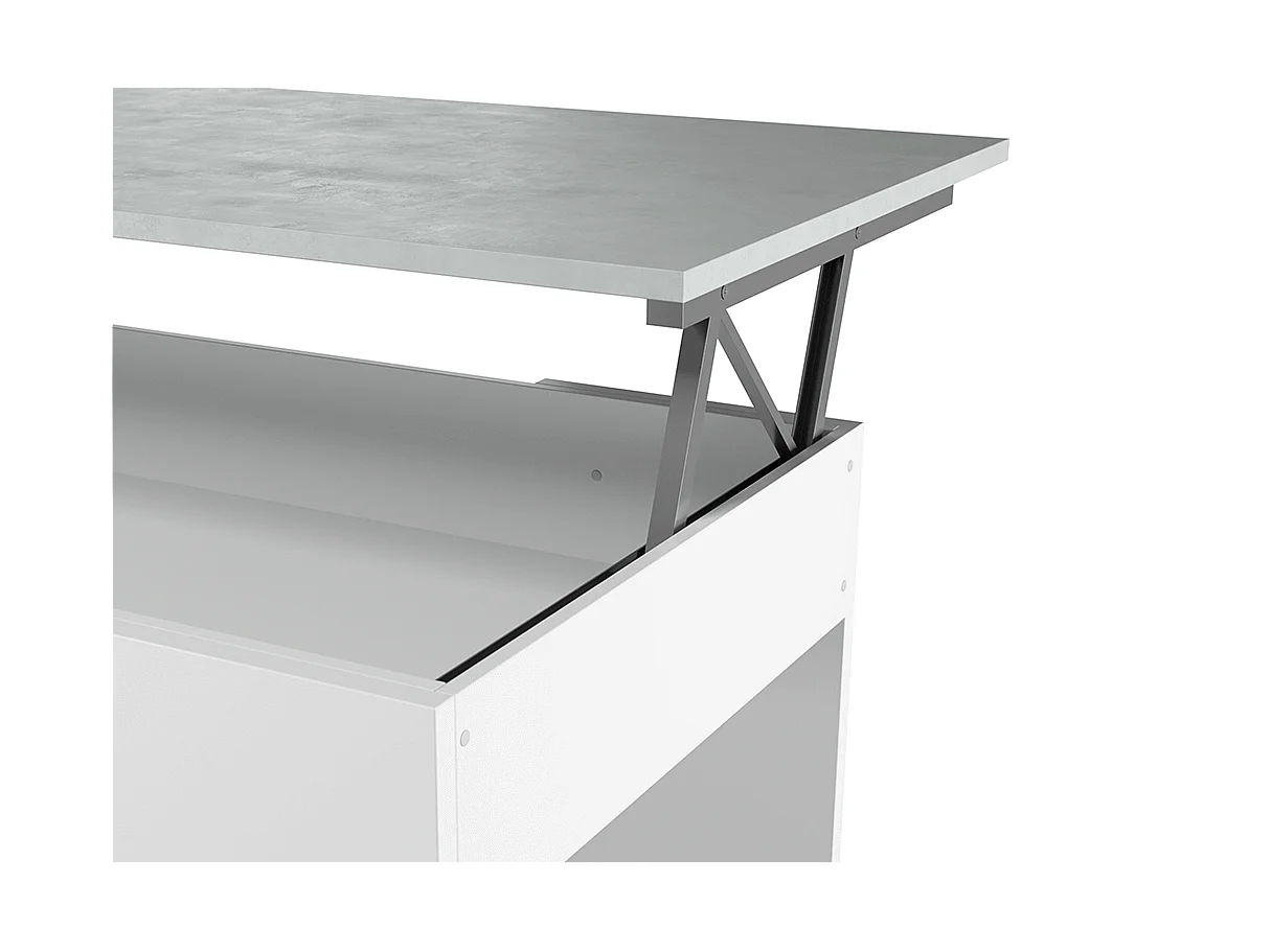 MESA CENTRO ELEVABLE 45X100X50CM CEMENTO/ BLANCO ARTIK