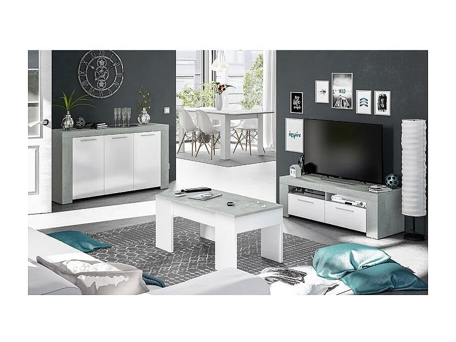 MESA CENTRO ELEVABLE 45X100X50CM CEMENTO/ BLANCO ARTIK