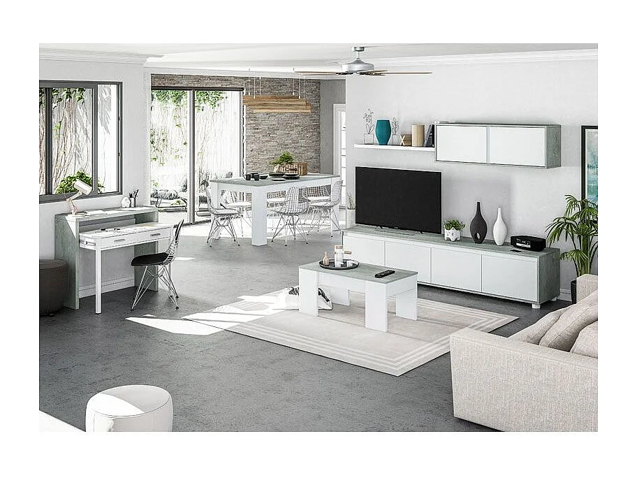 MESA CENTRO ELEVABLE 45X100X50CM CEMENTO/ BLANCO ARTIK