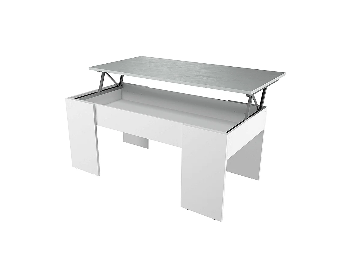 Mesa centro elevable 45x100x50cm cemento/ blanco artik 100X45X50 CM