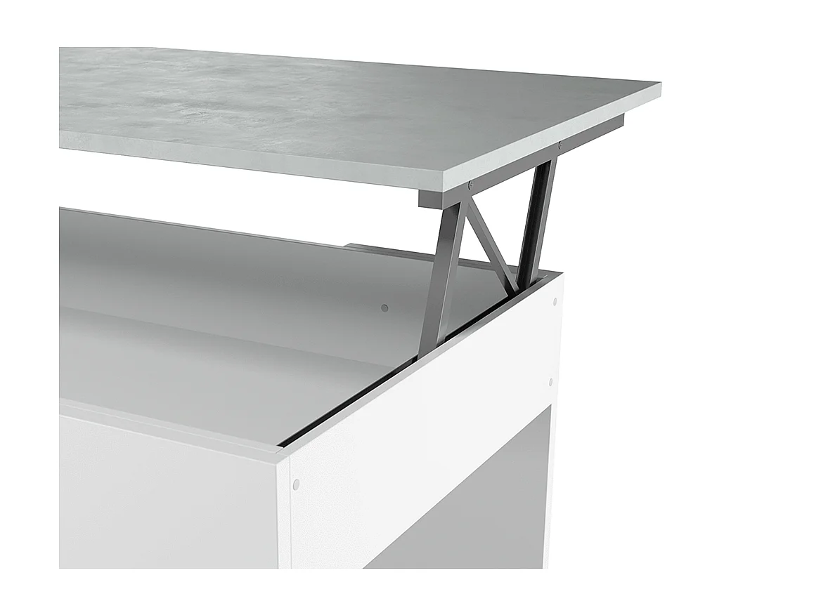 Mesa centro elevable 45x100x50cm cemento/ blanco artik 100X45X50 CM