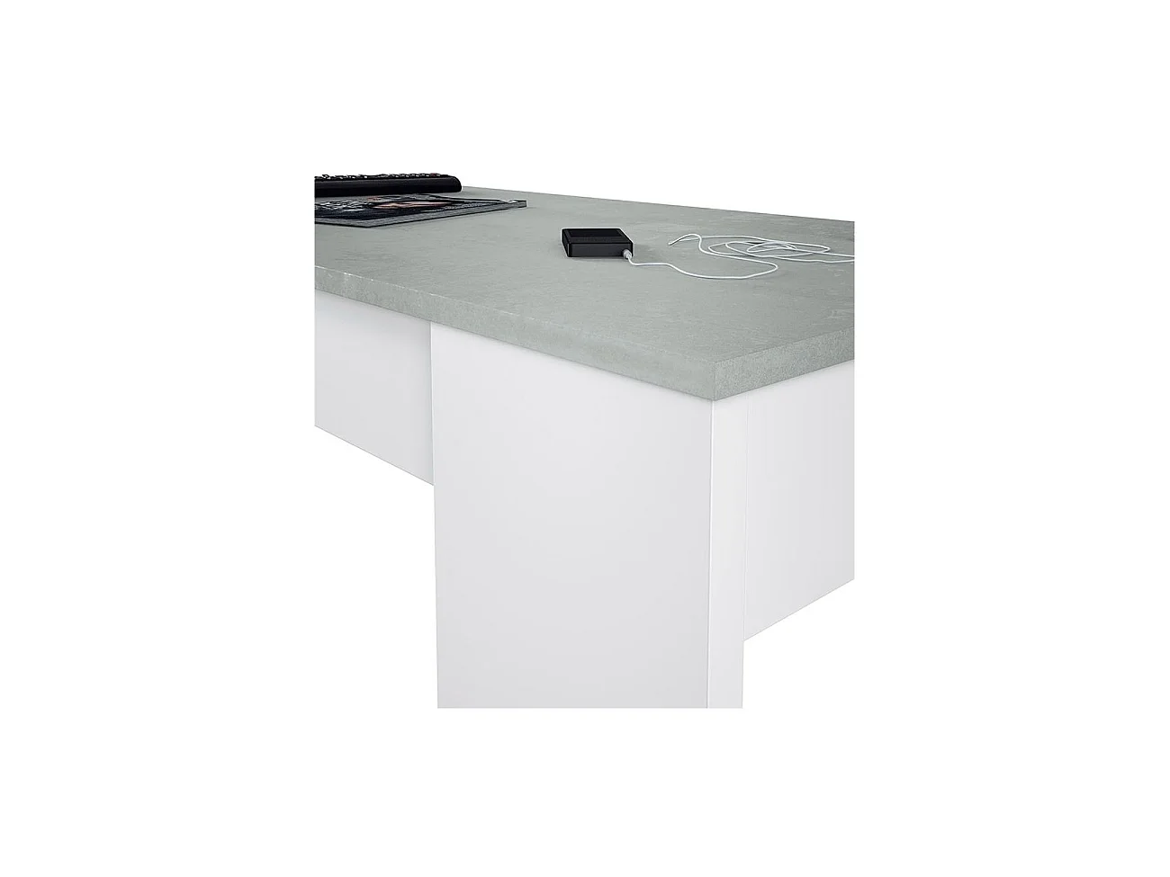 Mesa de centro de baixo custo Blanco Artik (Blanco Mate) - Gris Cemento