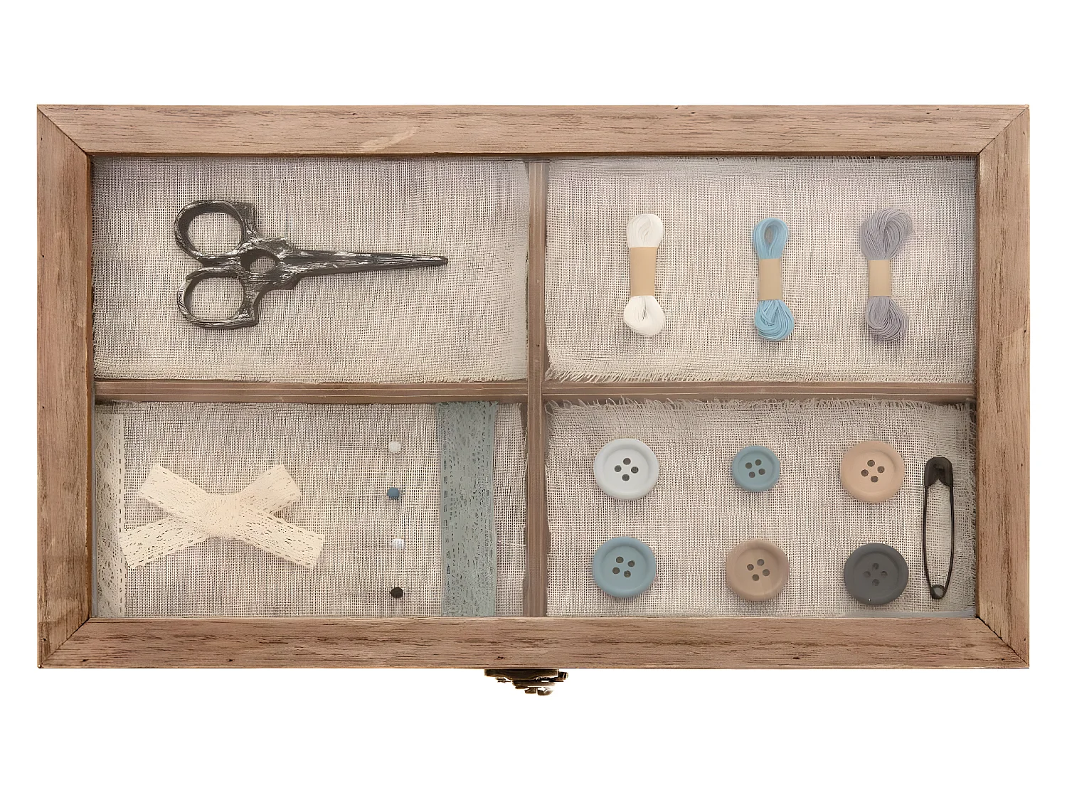 Boîte à couture compartimentée en Bois et Verre