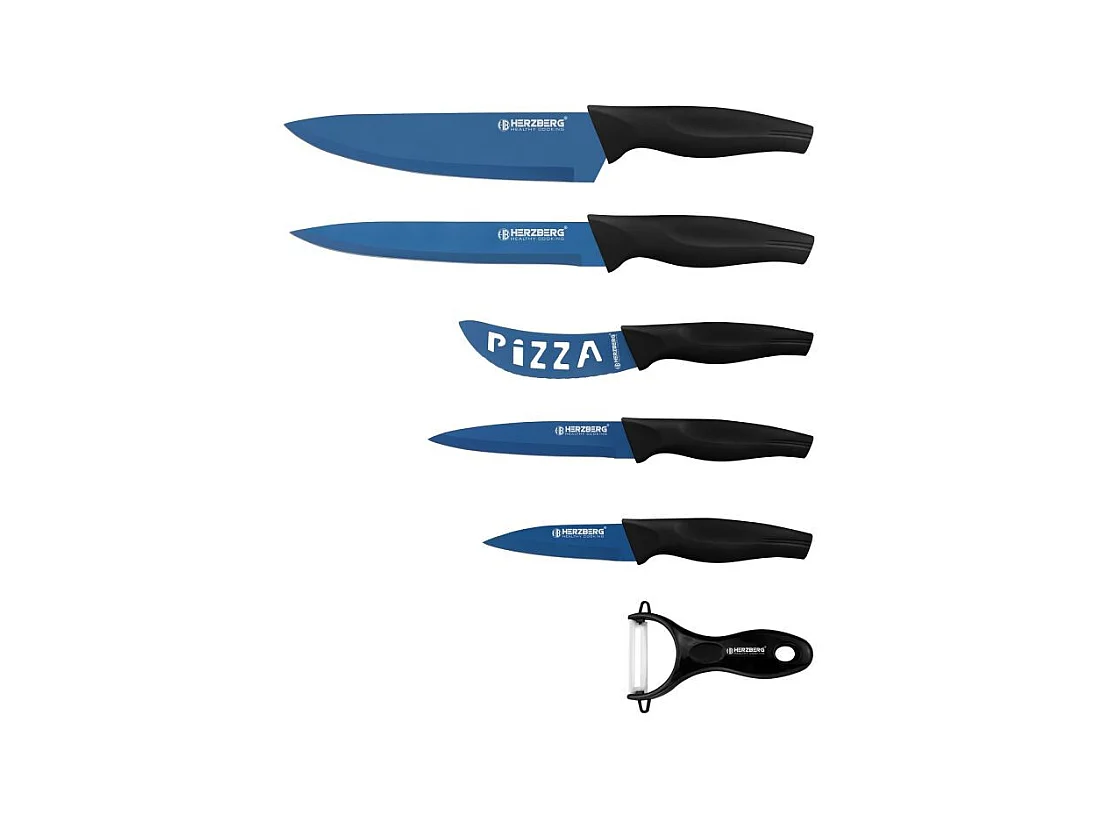 Set de 5 couteaux + économe bleu Herzberg HGKL6BLU