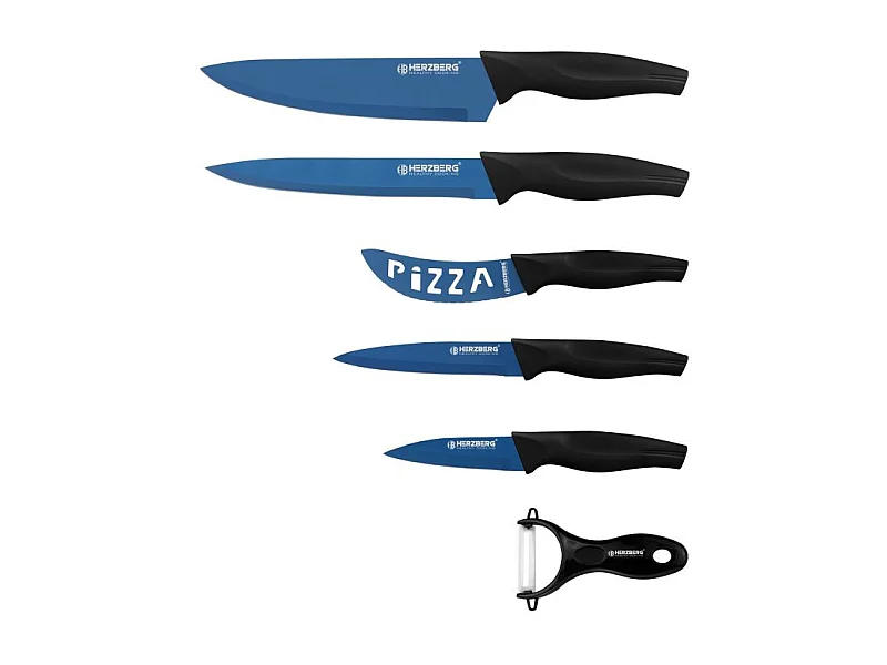 Set de 5 couteaux + économe bleu Herzberg HGKL6BLU