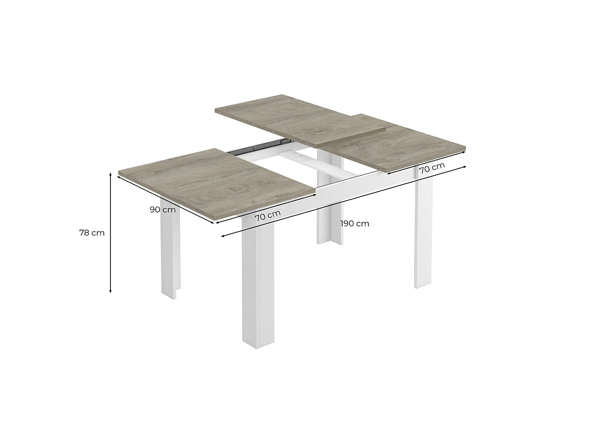 Mesa de jantar extensível Kendra 140 Blanco Artik (Blanco Mate)