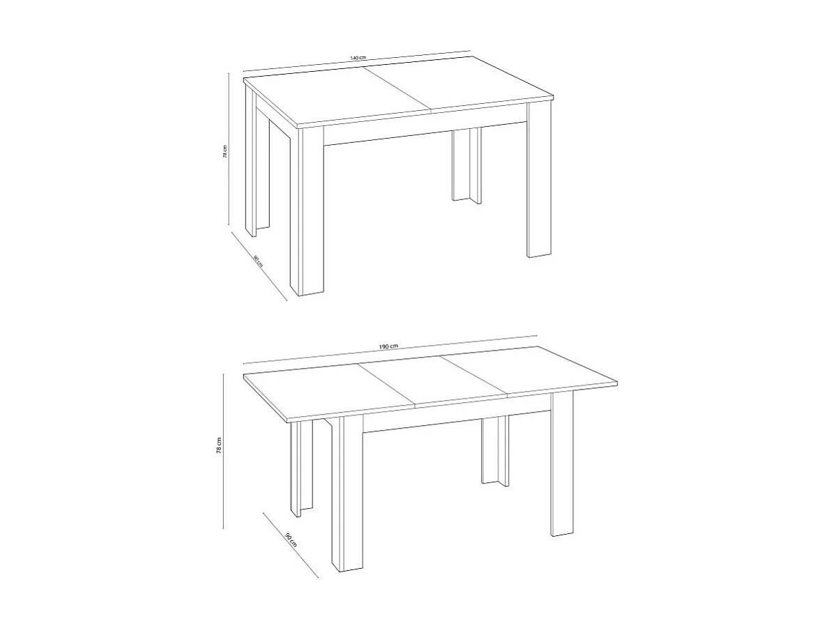 Table à manger extensible L140 à 190 cm - KENDRA