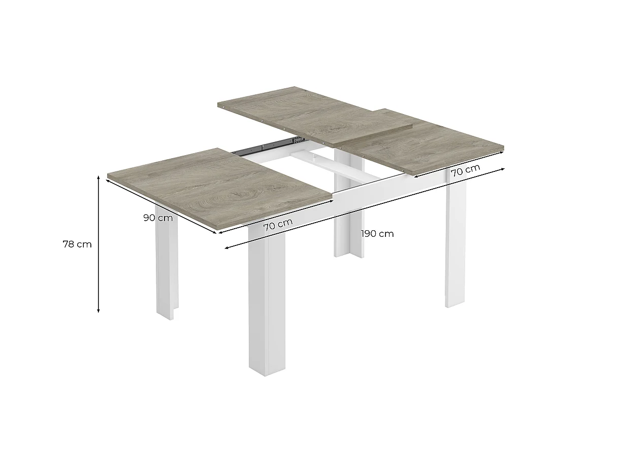 Mesa de jantar extensível Kendra 140 Blanco Artik (Blanco Mate)