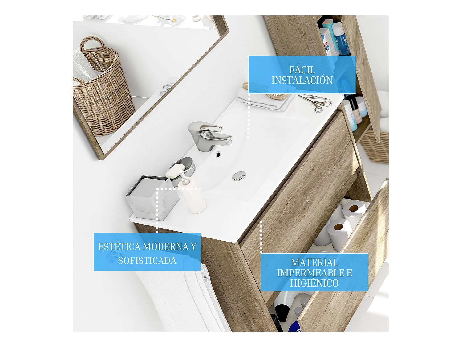 Lavabo en céramique Blanc 80 x 45 cm - Design Moderne et Fonctionnel