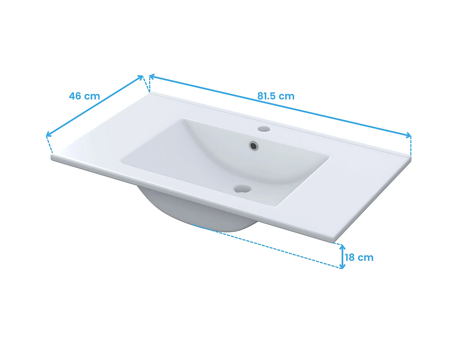 Lavabo en céramique Blanc 80 x 45 cm - Design Moderne et Fonctionnel
