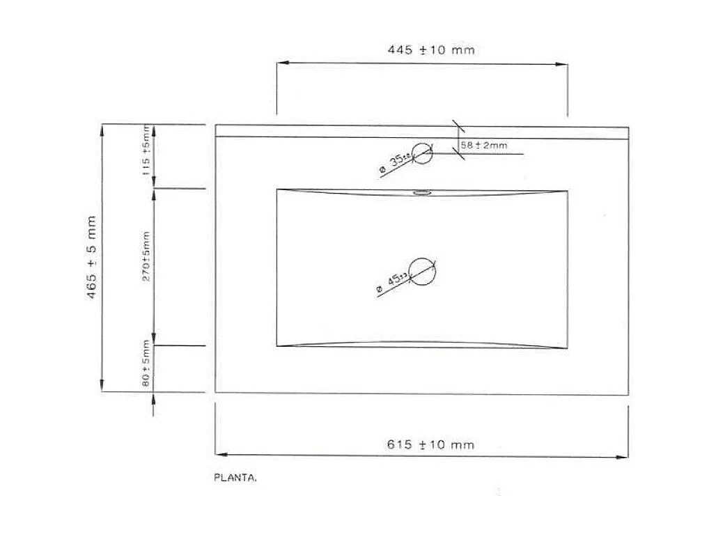 Lavabo cerámico - 60x45 cm