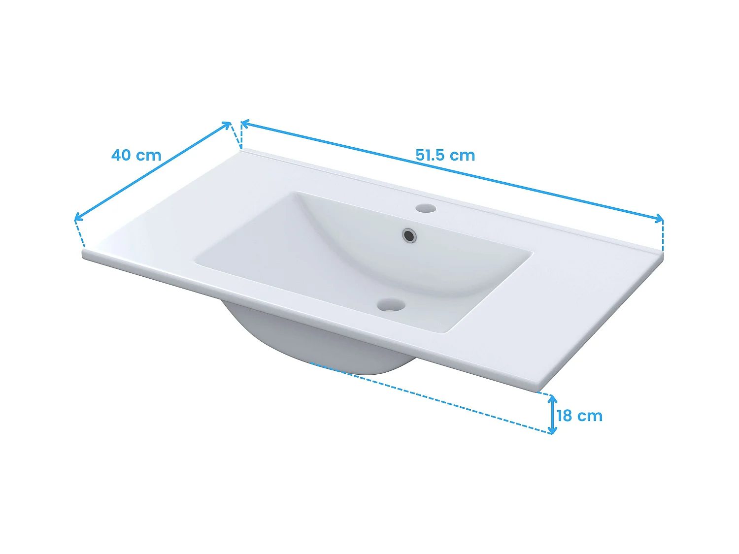 Lavabo en céramique 50 x 40 cm - Blanc