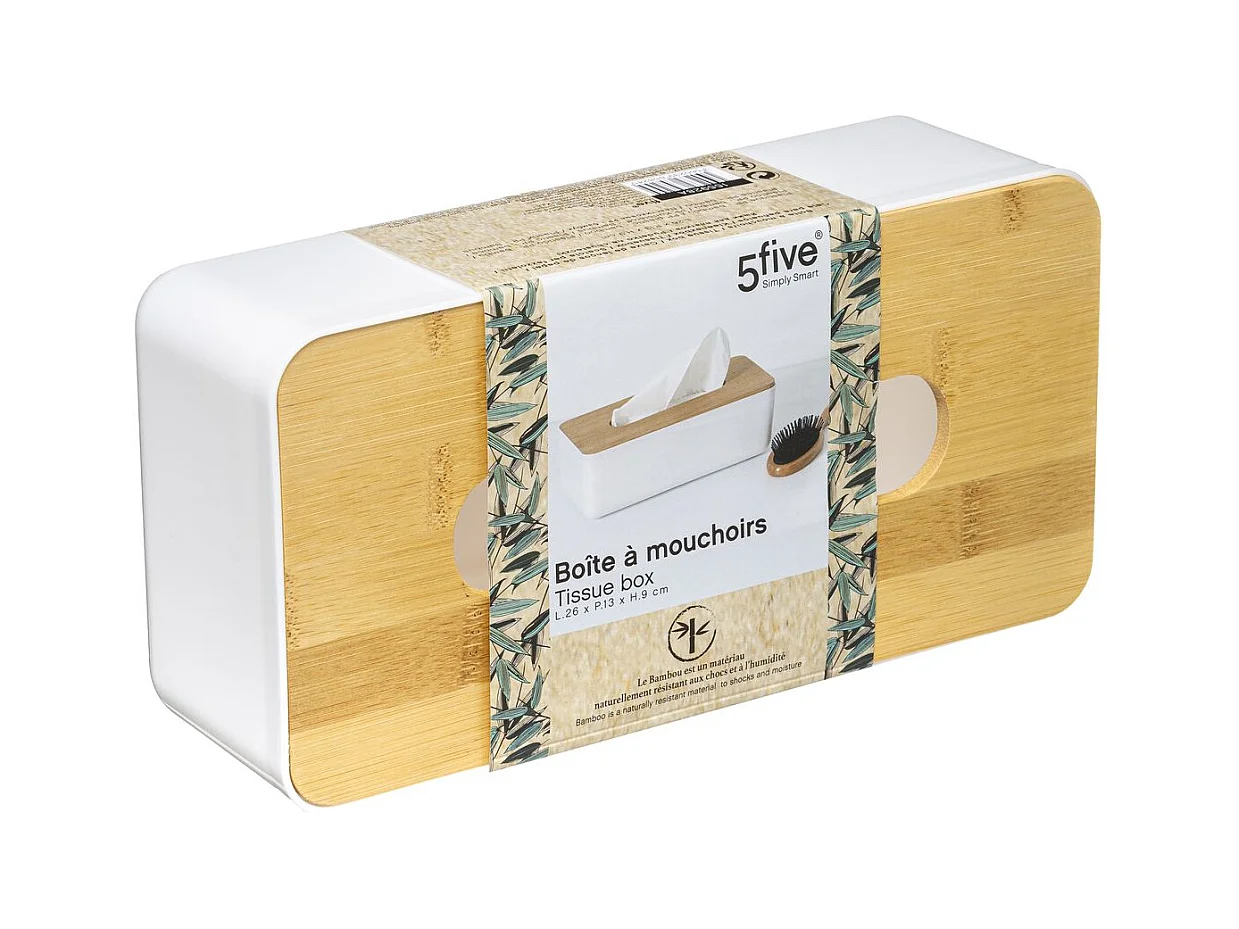 Boite à mouchoirs Blanche avec couvercle en Bambou